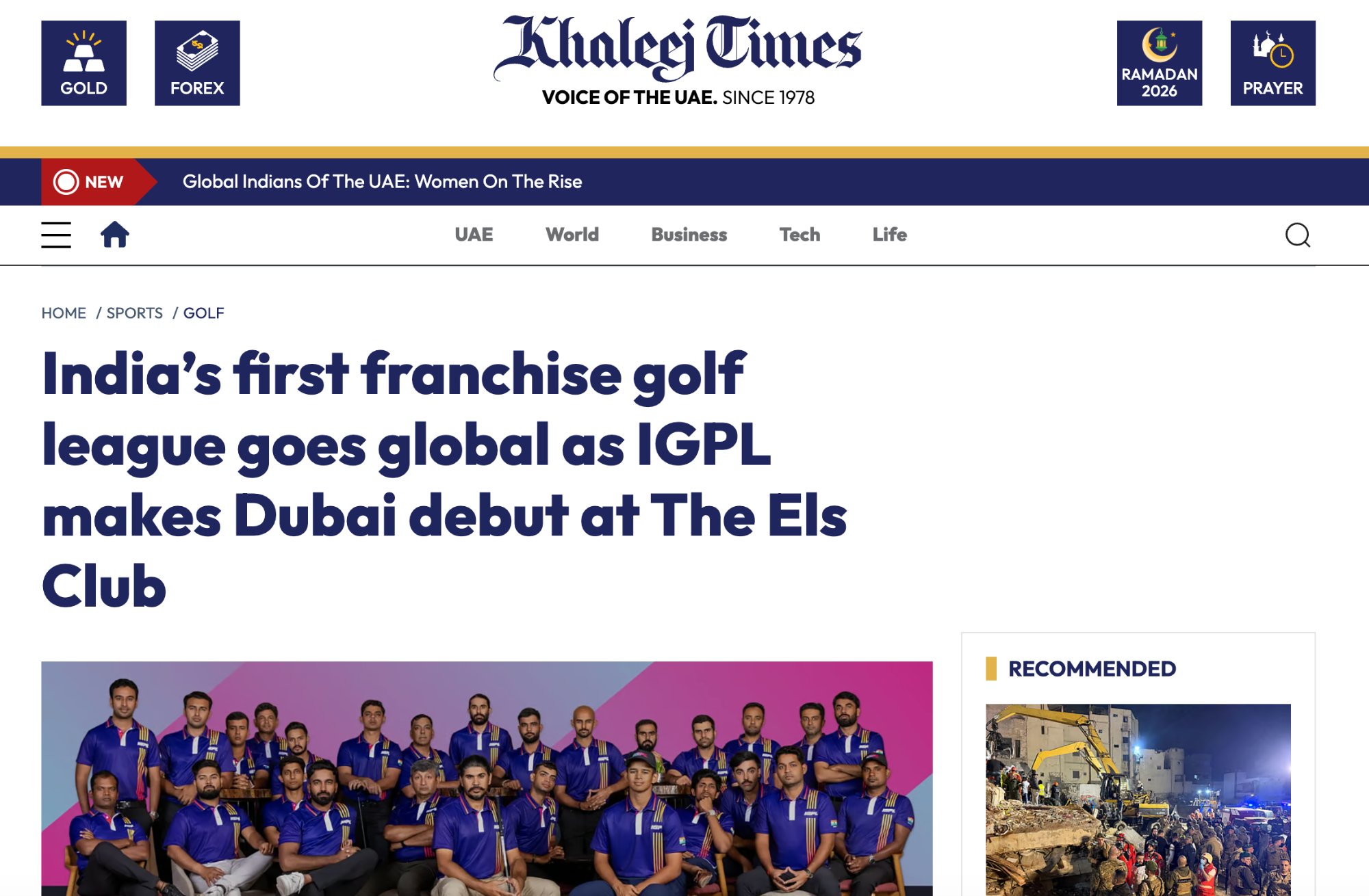 IGPL Dubai Debut: India's First Franchise Golf League Goes Global at The Els Club